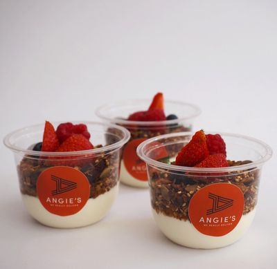Greek Yogurt Pots with Homemade Granola and Fresh Berries (GF) (V)