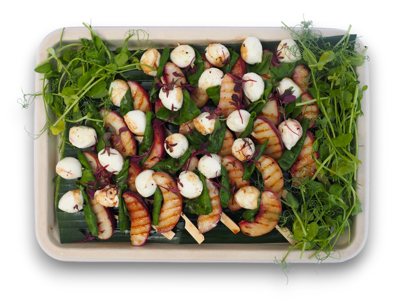 Grilled Peach, Mozzarella and Basil Skewer (V) (GF)
