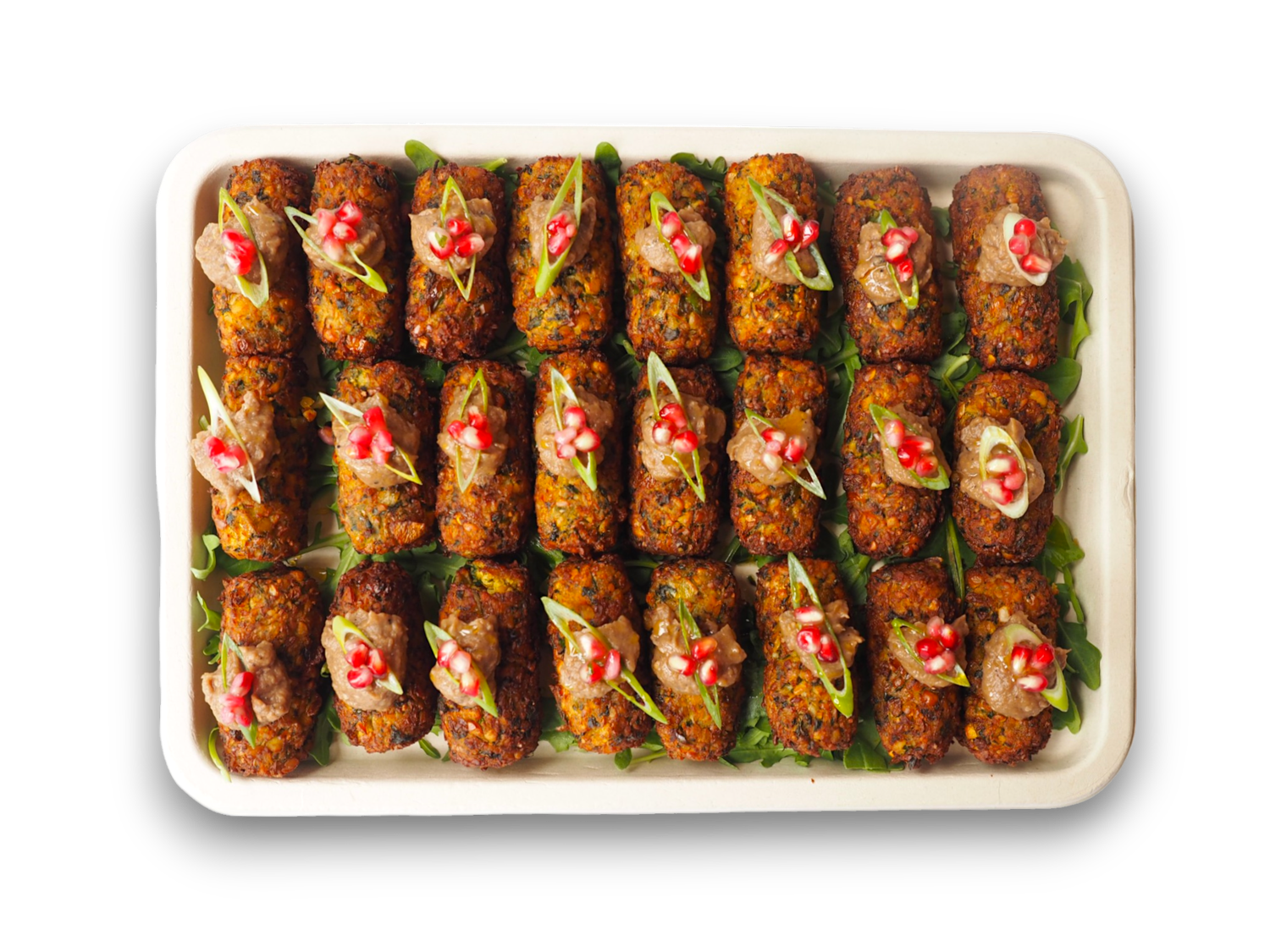 Coriander Herb Falafel Topped with Smokey Aubergine Puree (VG) (GF)