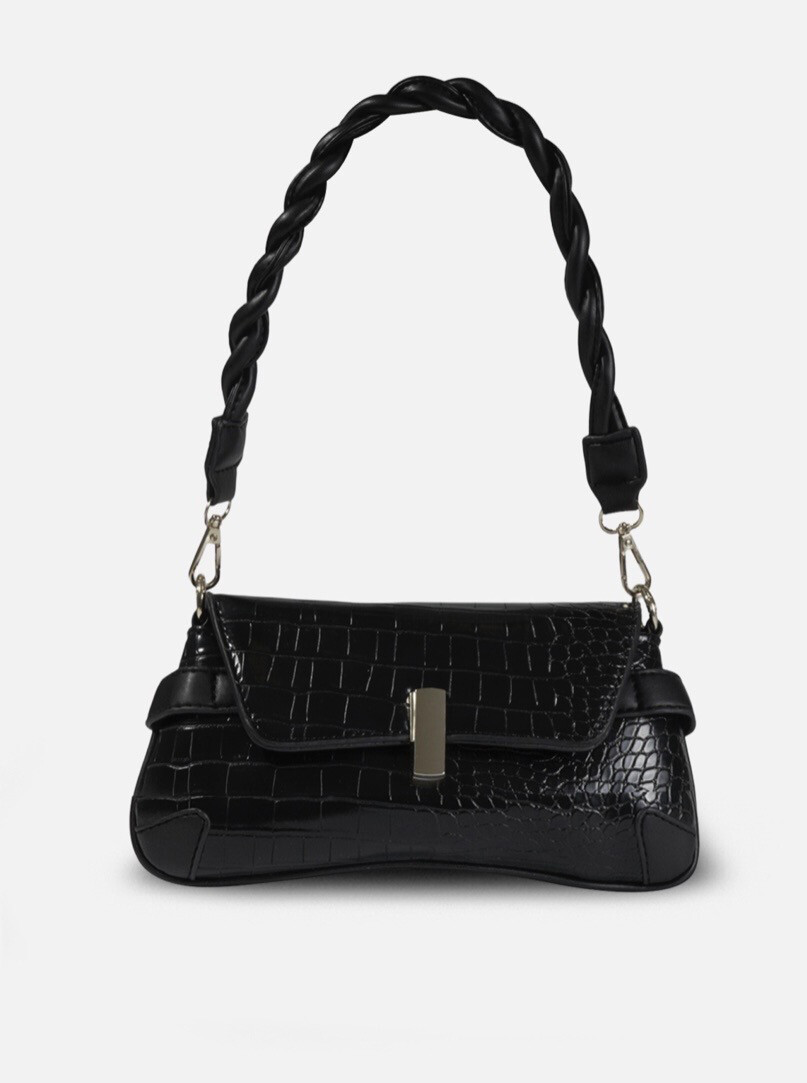 Clutch a spalla Cassie nera Label Rose