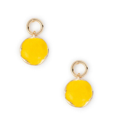 Orecchini in metallo pendenti circolari smaltati giallo Mya