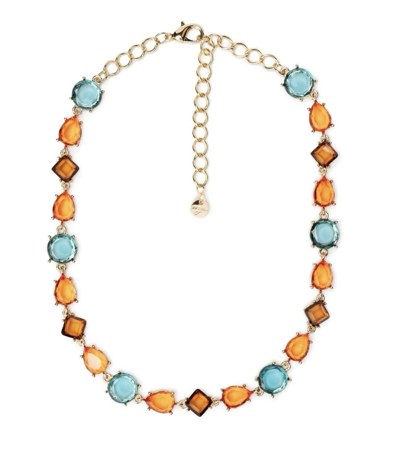 Collana girocollo in metallo con pietre in acrilico trasparenti arancio e azzurro Mya 
