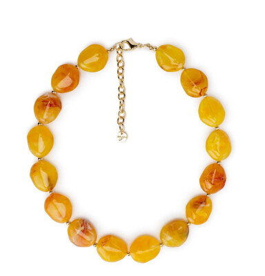 Collana girocollo con pietre marmorizzate in acrilico arancio Mya
