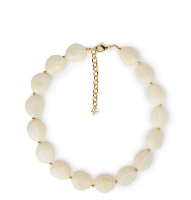 Collana girocollo con pietre marmorizzate in acrilico bianco Mya