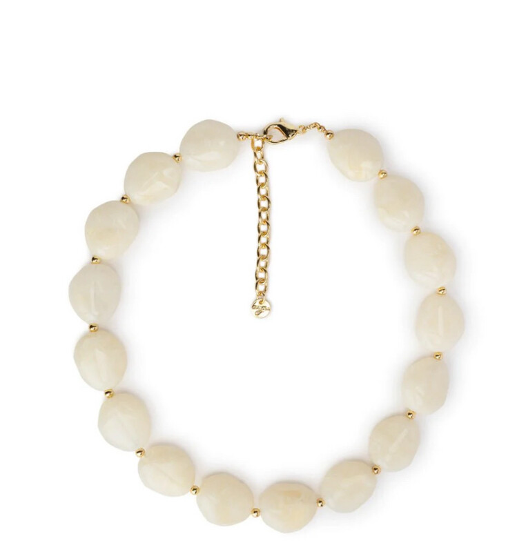 Collana girocollo con pietre marmorizzate in acrilico bianco Mya