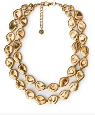 Collana a due fili con sfere schiacciate in metal Mya