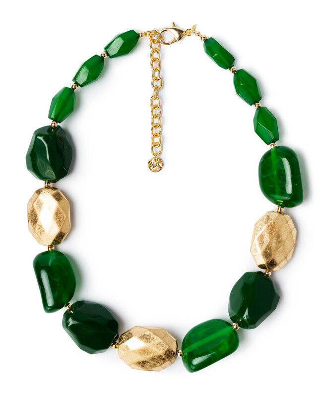 Collana con pietre verdi in acrilico marmorizzate Mya