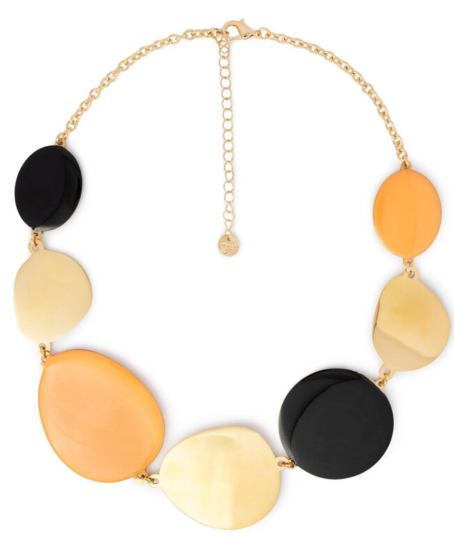 Collana in acciaio smaltata arancio e nero Mya 