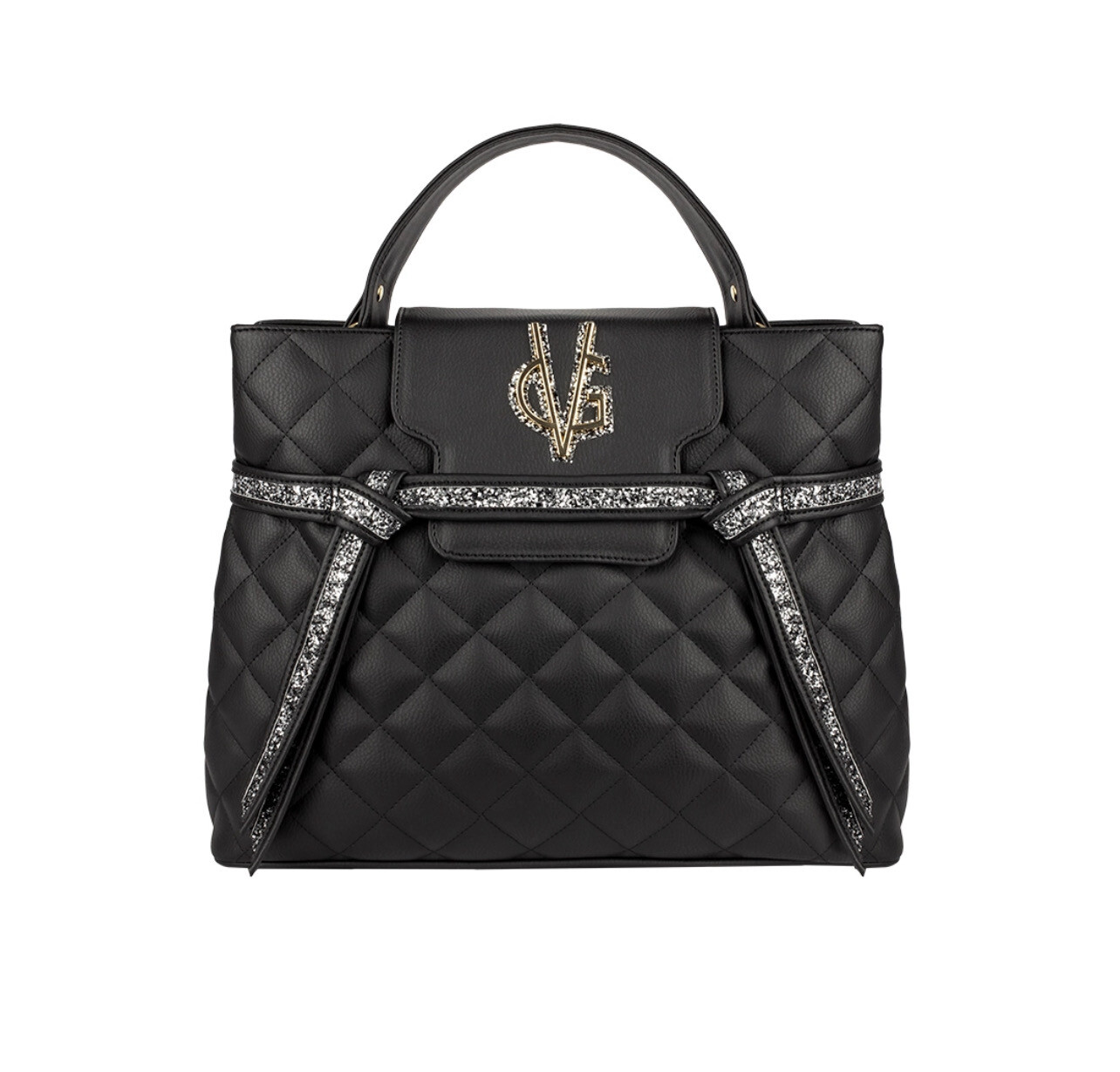 Borsa tote grande trapuntata nera &amp; glitter sale e pepe Valentina Giorgi 
