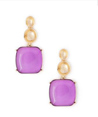 Orecchini in metallo pendenti in acrilico trasparente base quadrata viola Mya