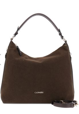 Borsa a spalla CafèNoir sacca morbida effetto pelle suede testa di moro