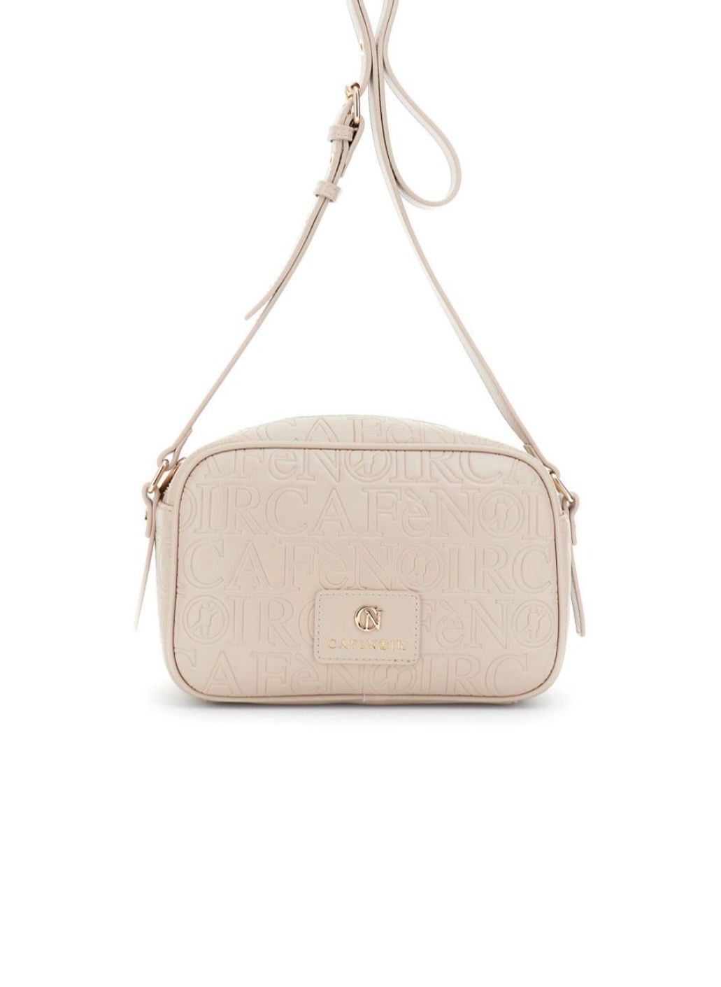 CafèNoir Camera Bag donna effetto pelle tortora logata all over