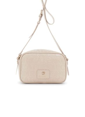 CafèNoir Camera Bag donna effetto pelle tortora logata all over