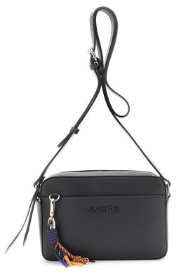 Borsa a tracolla camera bag Cafenoir effetto pelle saffiano con charms multicolor nero