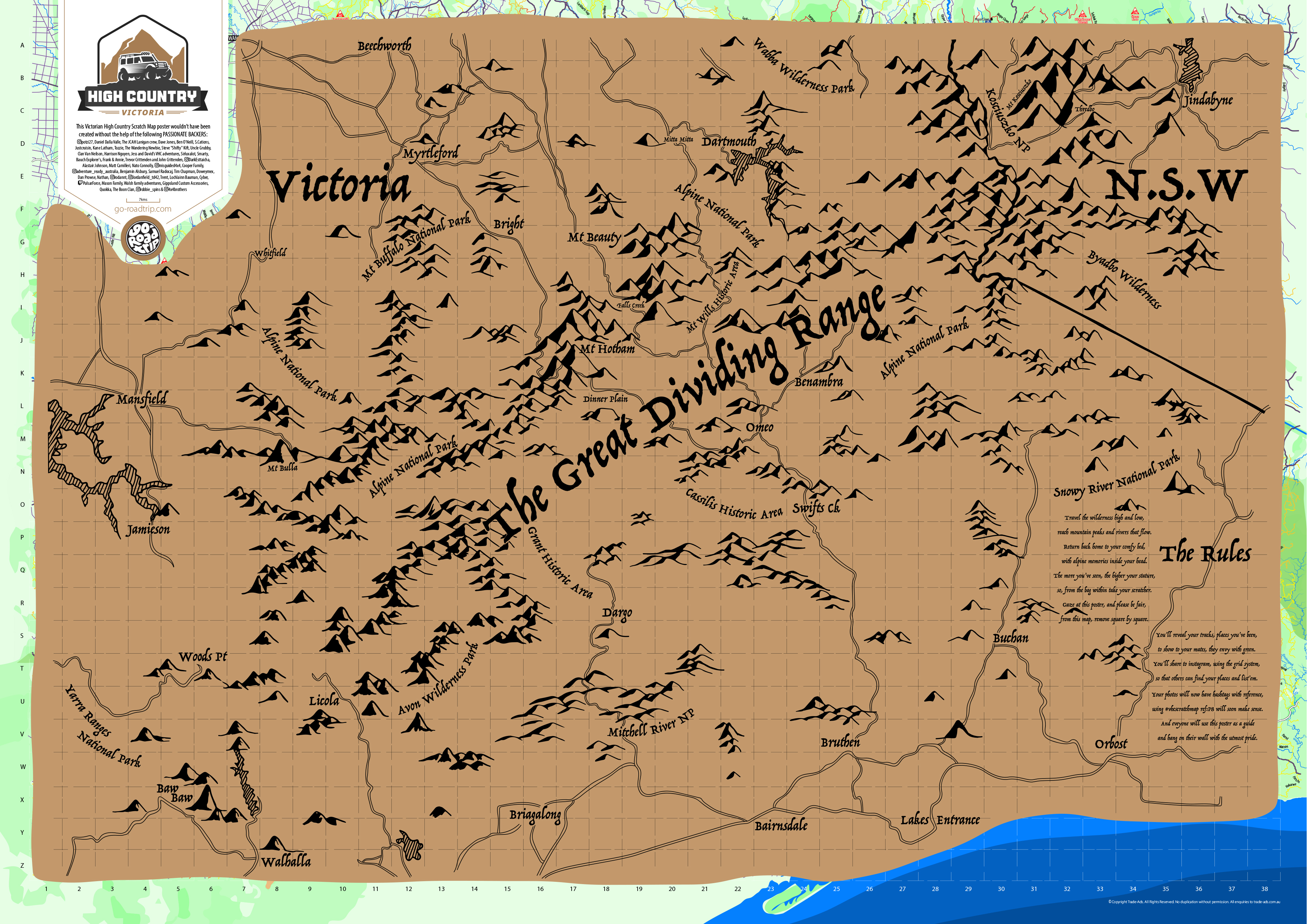 Victorian High Country Scratch Map
