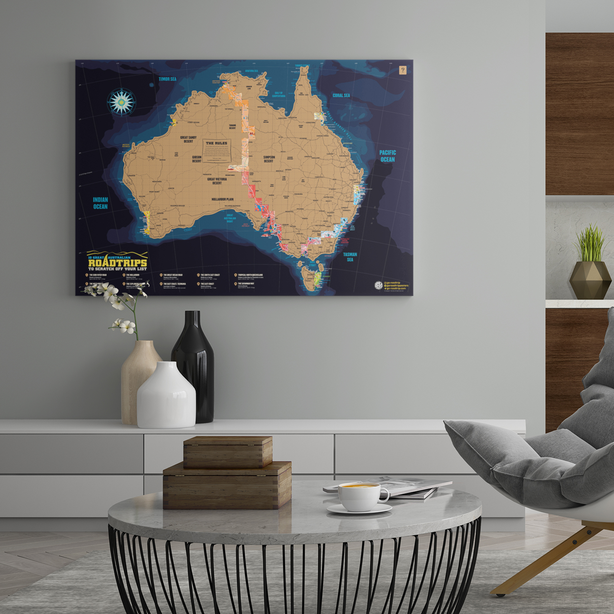 Go Roadtrip Australian Roadtrip Scratch Map poster Scratch Maps