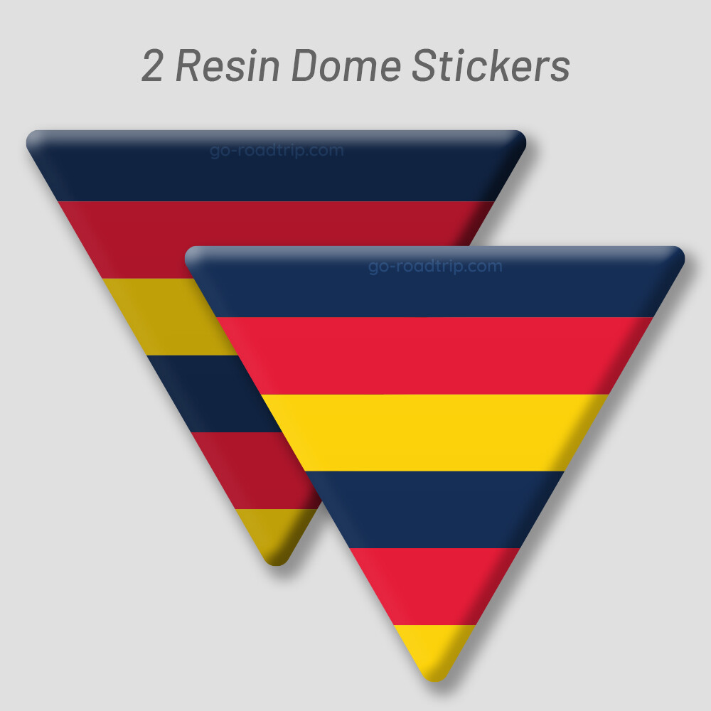 Resin Dome Car stickers: Adelaide colours BLUE/RED/YELLOW