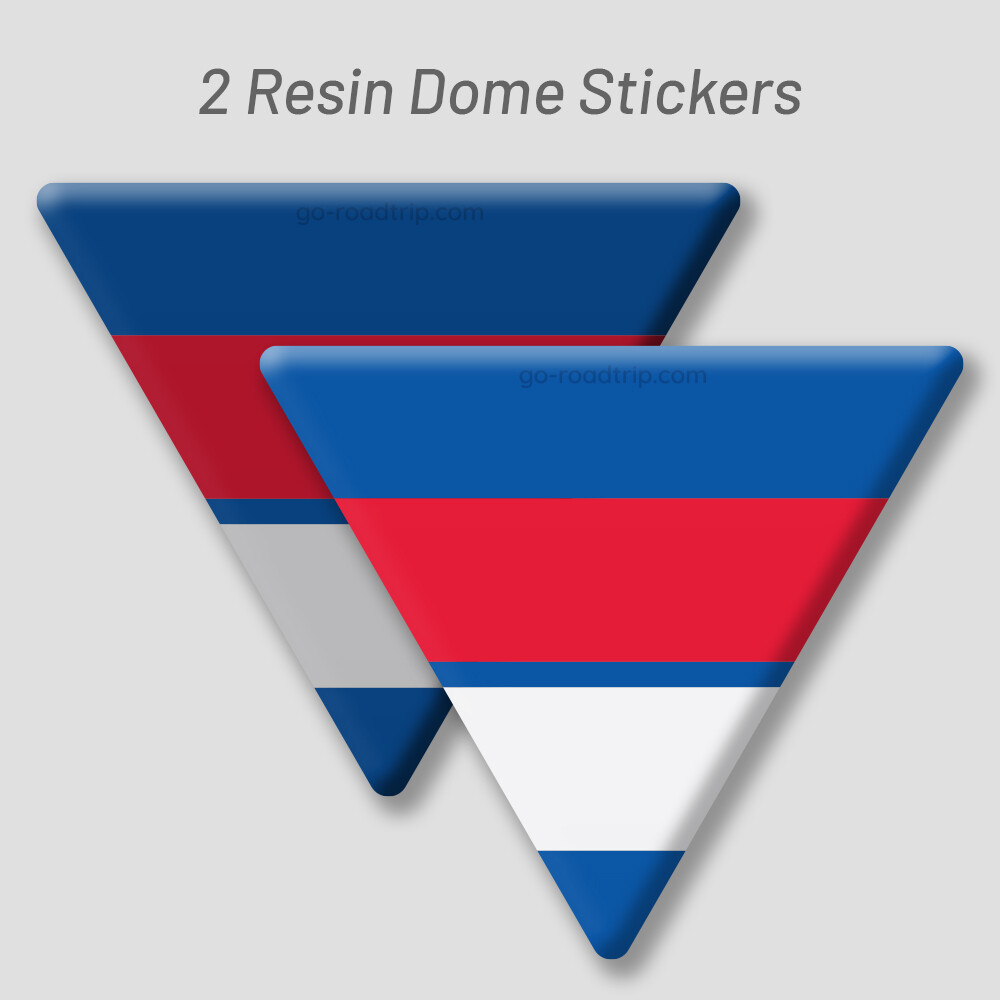 Resin Dome Car stickers: Footscray colours BLUE/RED/WHITE