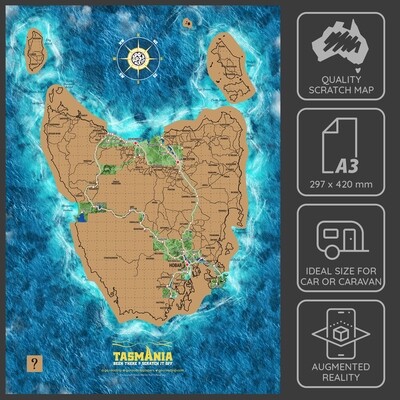 A3 Tasmania Scratch Map poster