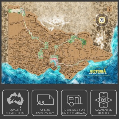 A3 Victoria Scratch Map poster