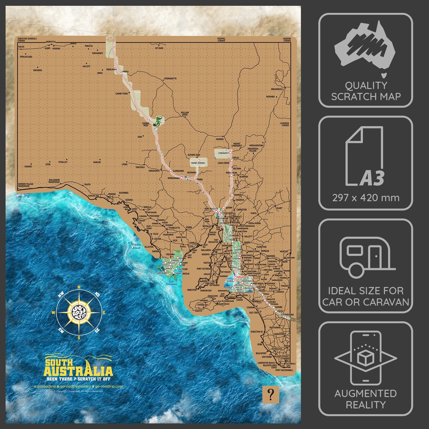 A3 South Australia Scratch Map poster