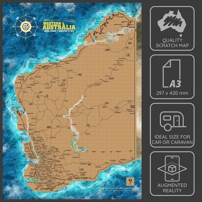 A3 Western Australia Scratch Map poster