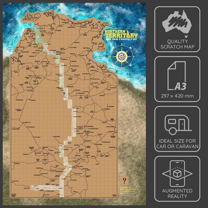 A3 Northern Territory Scratch Map poster
