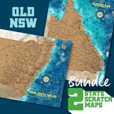 A3 BUNDLE: Queensland and New South Wales Scratch Maps