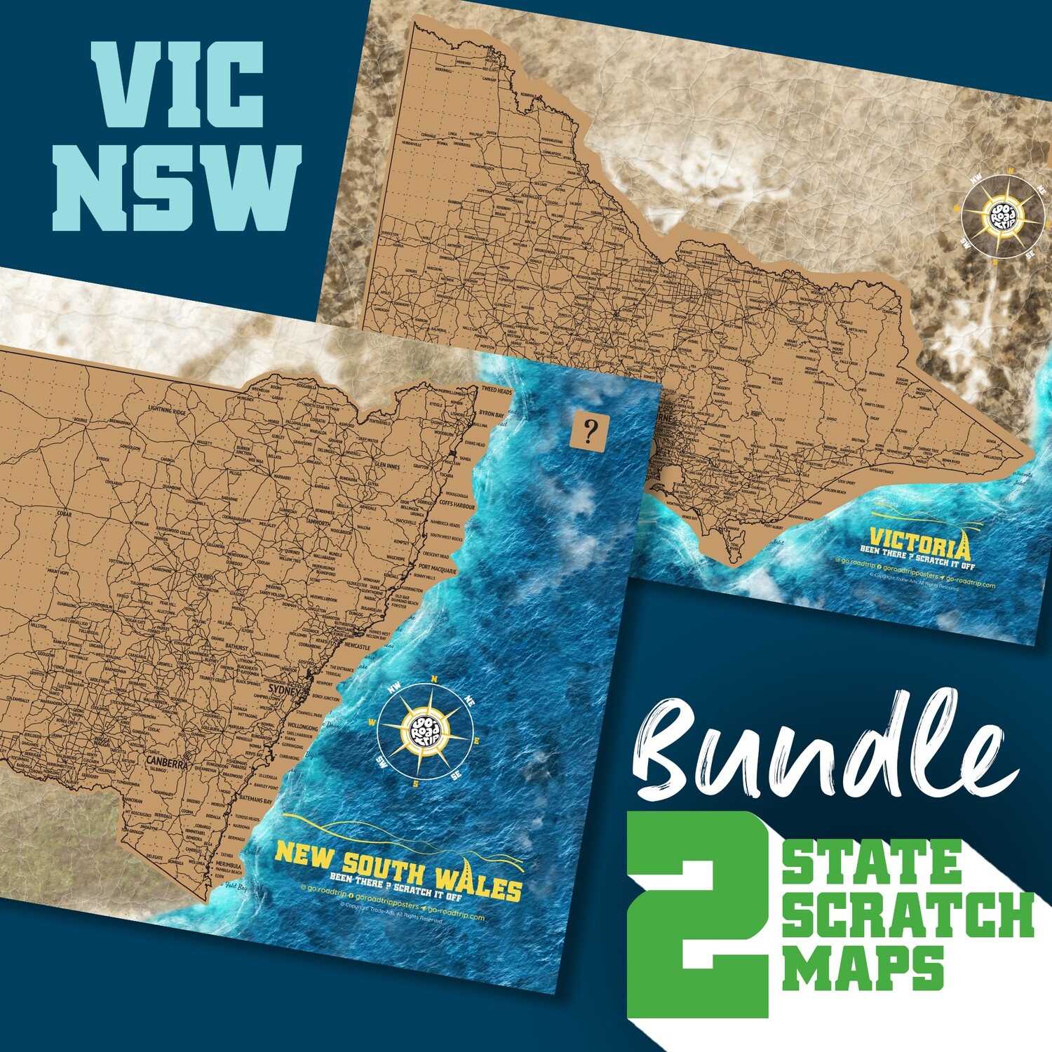 A3 BUNDLE: Victoria and New South Wales Scratch Maps