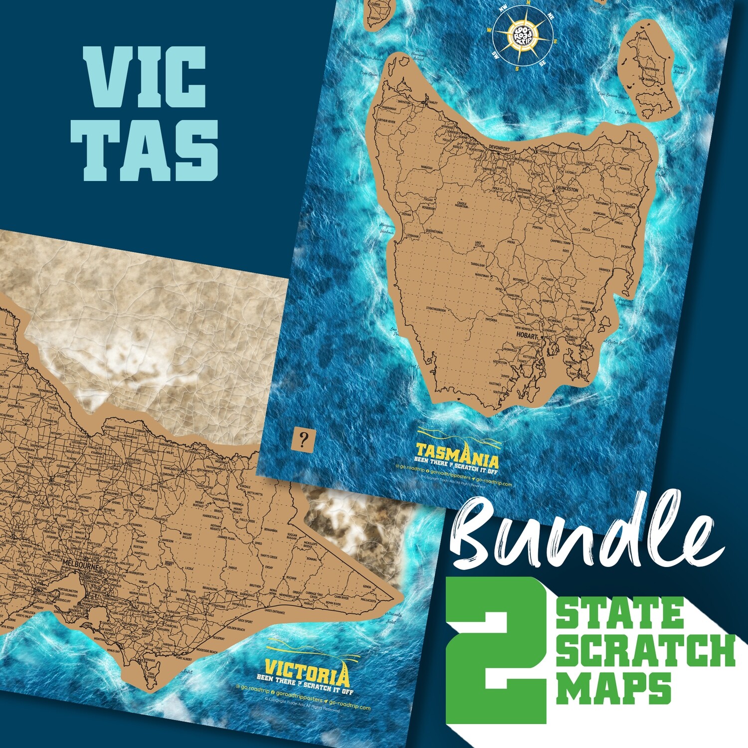 A3 BUNDLE: Victoria and Tasmania Scratch Maps