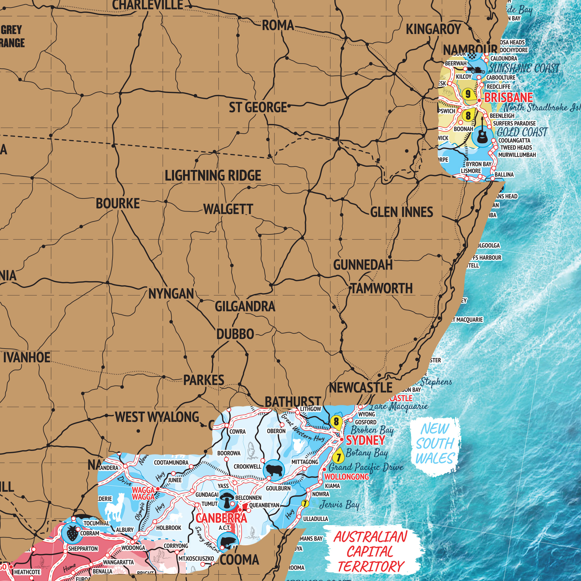 Australian Roadtrip Scratch Map poster