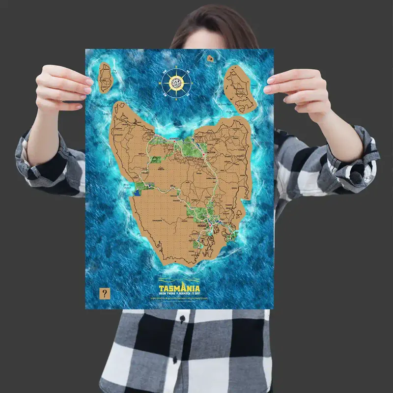 A3 Tasmania Scratch Map poster