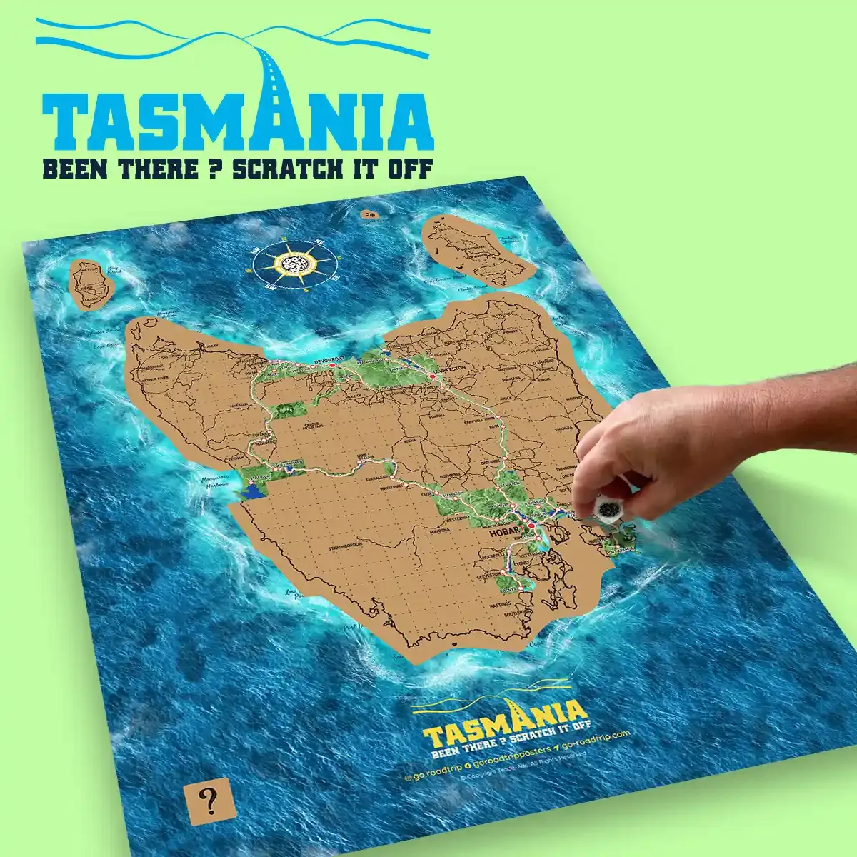A3 Tasmania Scratch Map poster