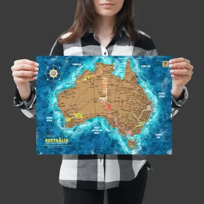 A3 Australia Scratch Map poster