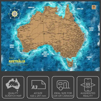 A3 Australia Scratch Map poster A3 Australia Scratch Map poster