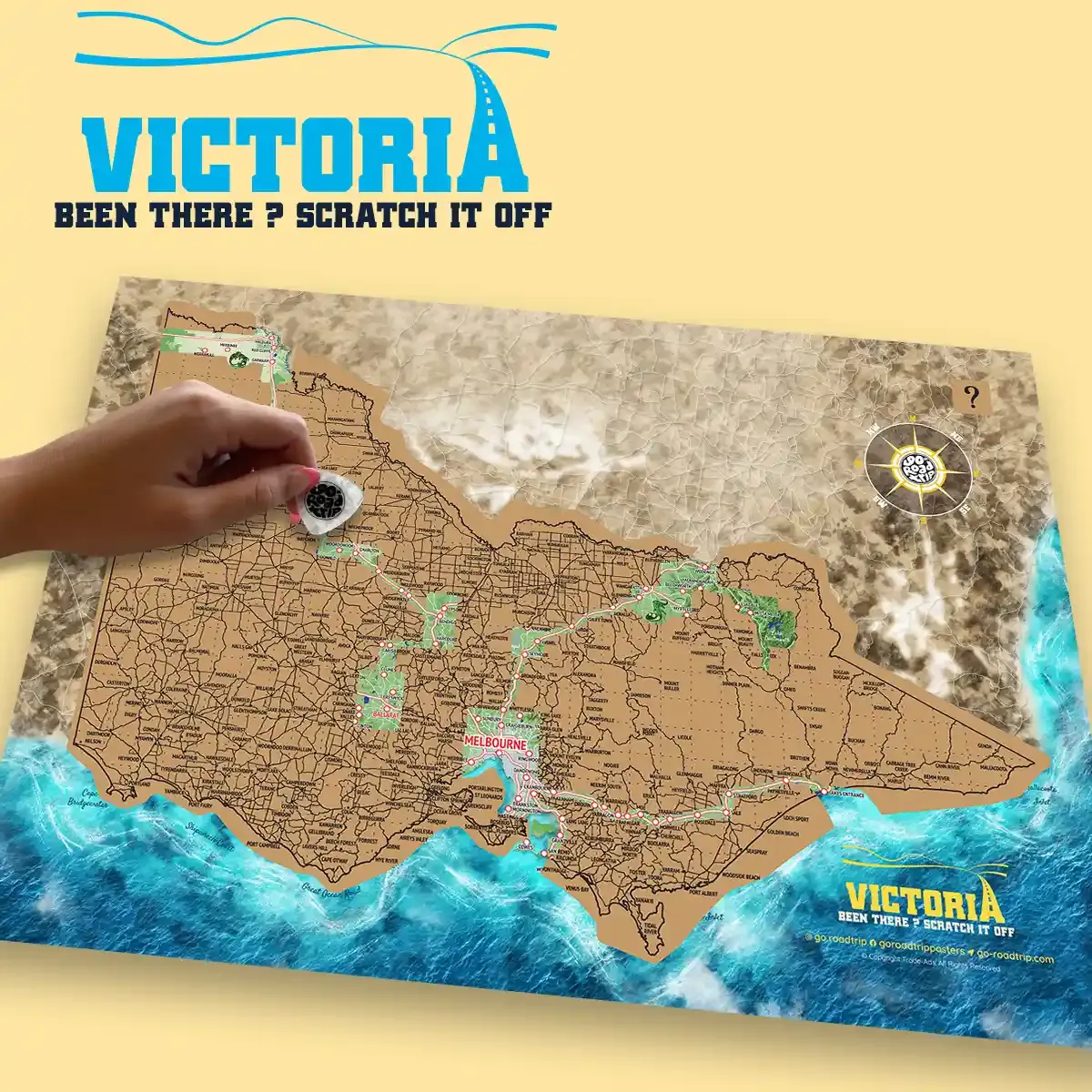 A3 Victoria Scratch Map poster