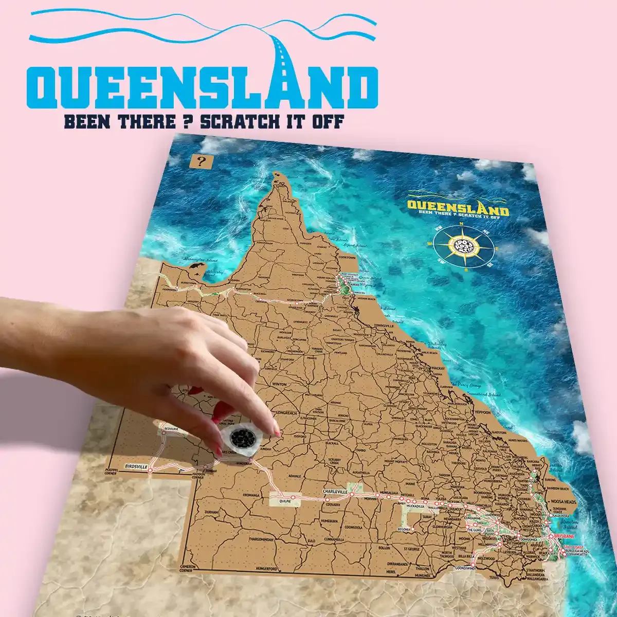 A3 Queensland Scratch Map poster