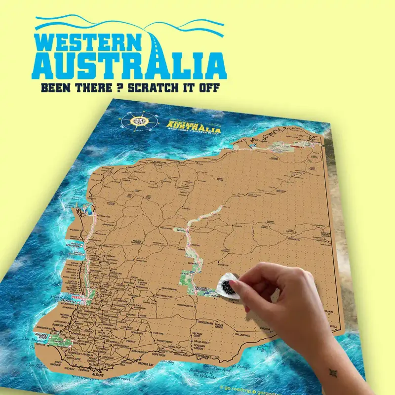 A3 Western Australia Scratch Map poster