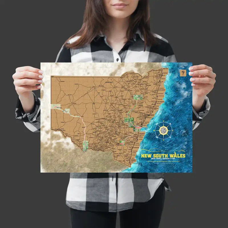 A3 New South Wales Scratch Map poster
