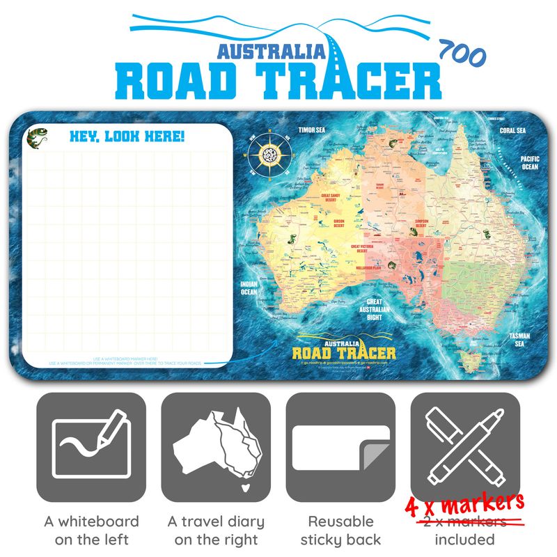 Australia Map Decal for Caravan Pull-Down Tables | ROAD TRACER 700 Dual-Purpose Map &amp; Whiteboard
