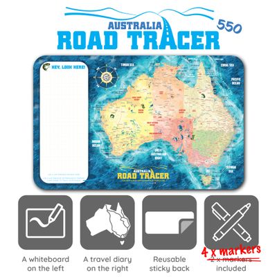 Australia Map Decal for Caravan Pull-Down Tables | ROAD TRACER 550 Dual-Purpose Map &amp; Whiteboard