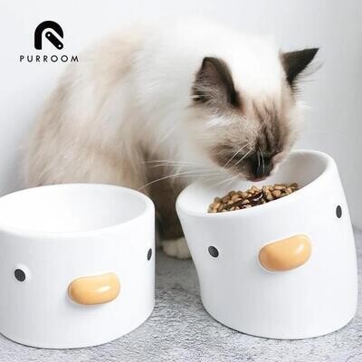 PURROOM Little Chick Pet Bowl - Straight Opening&Tilted Opening
