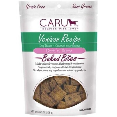 Caru Pet Food Soft 'n Tasty Baked Bites Venison Recipe Grain-Free Dog Treats-3.75oz - 鹿肉烘焙狗狗零食