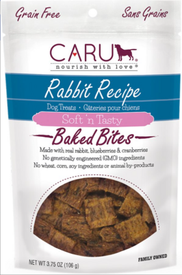 Caru Soft 'n Tasty Baked Bites Rabbit Recipe Grain-Free Dog Treats-3.75oz - 兔肉烘焙狗狗零食