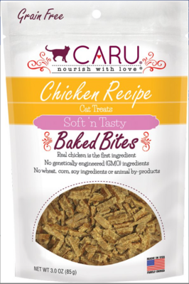 Caru Soft 'n Tasty Baked Bites Chicken Recipe Grain-Free Cat Treats-3oz - 鸡肉烘焙猫猫零食