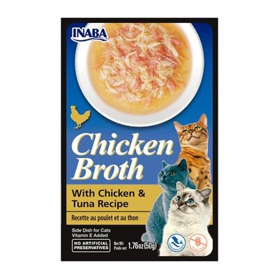 INABA Cat Chicken Broth - Chicken & Tuna Recipe-1.4 oz (40 g) 鸡肉肉汤猫汤包鸡肉吞拿鱼味 (BB 01 MAR 2023 )