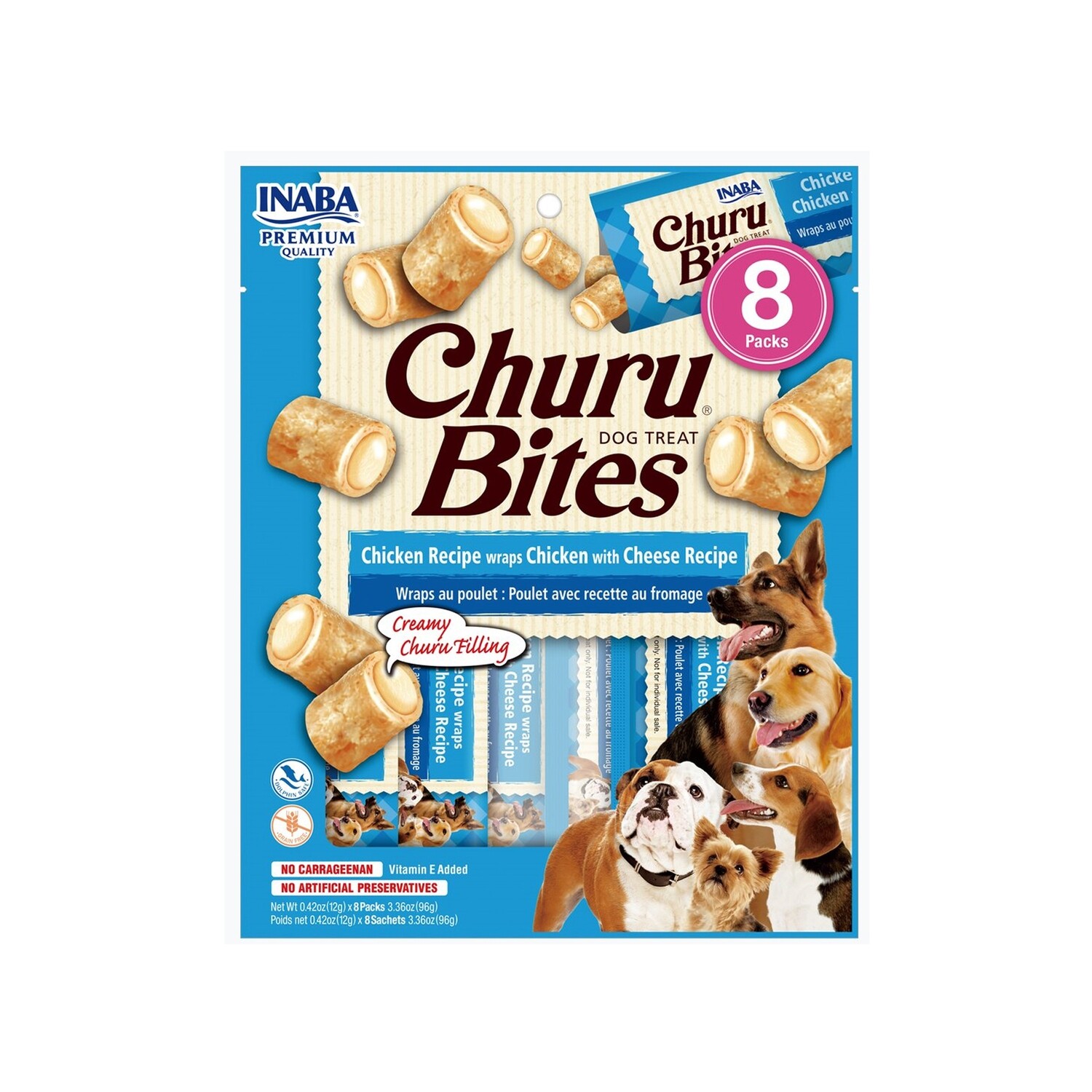 INABA DOG Treat Churu BITES (Chicken w/Cheese)-8packs