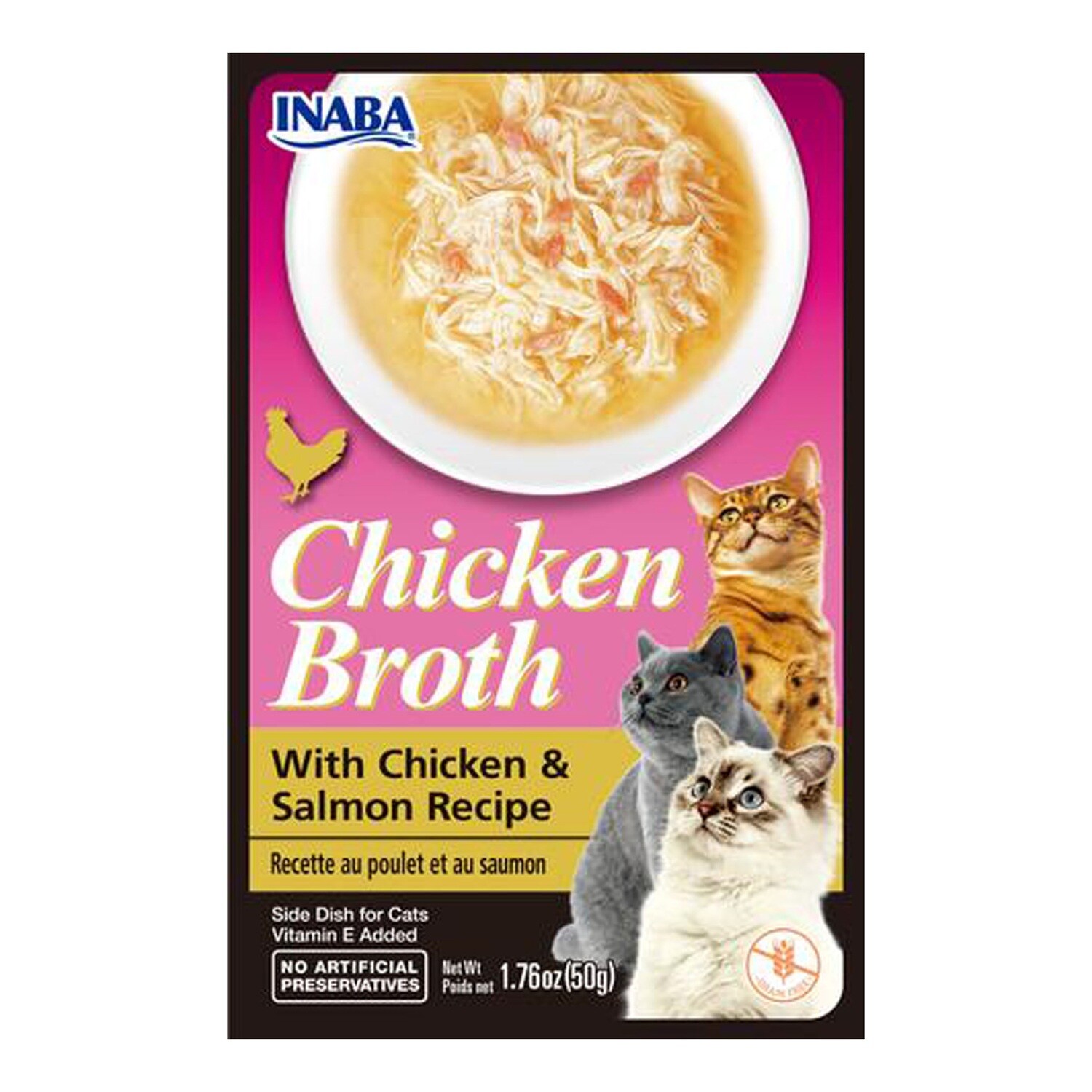 INABA Cat Chicken Broth - Chicken & Salmon Recipe-1.4 oz (40 g) 鸡肉肉汤汤包鸡肉三文鱼味