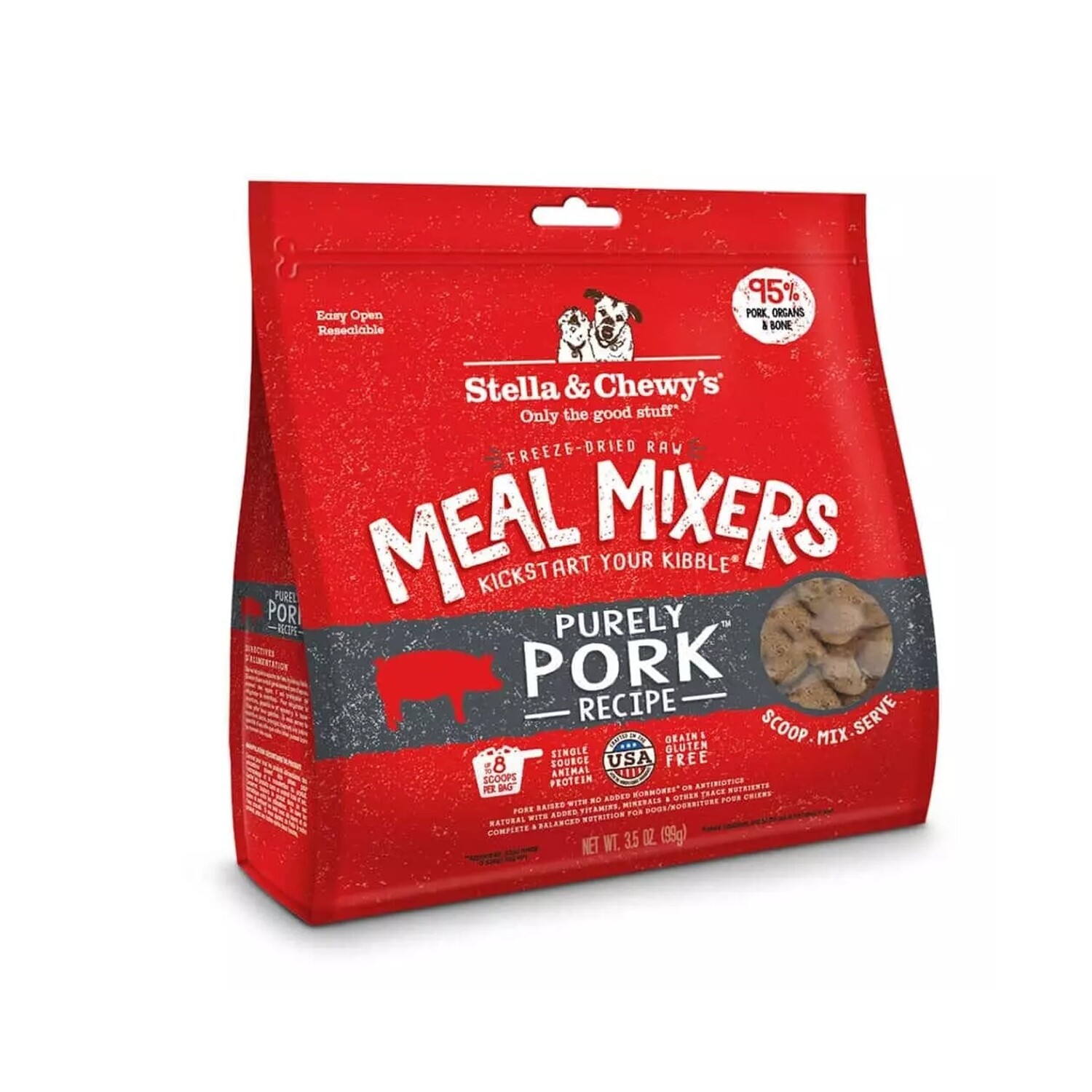 Stella & Chewy's Purely Pork Freeze-Dried Meal Mixer for Dog-3.5oz - 天然无谷冻干猪肉粒狗粮拌餐粉