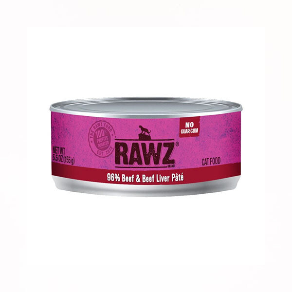 Rawz Grain Free 96% Beef & Beef Liver Wet Cat Can-5.5oz